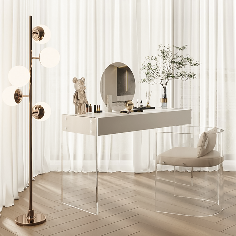 Bella Acrylic Dressing Table with LED Vanity Mirror Modern Style