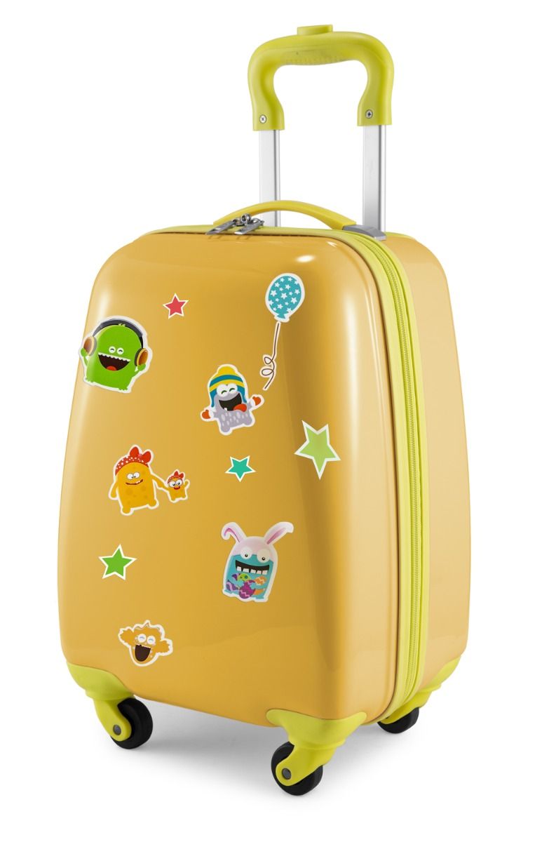 For Kids - Children's luggage + reflective stickers Monster, children's suitcase, children's hard case, hand luggage, 24 liters
