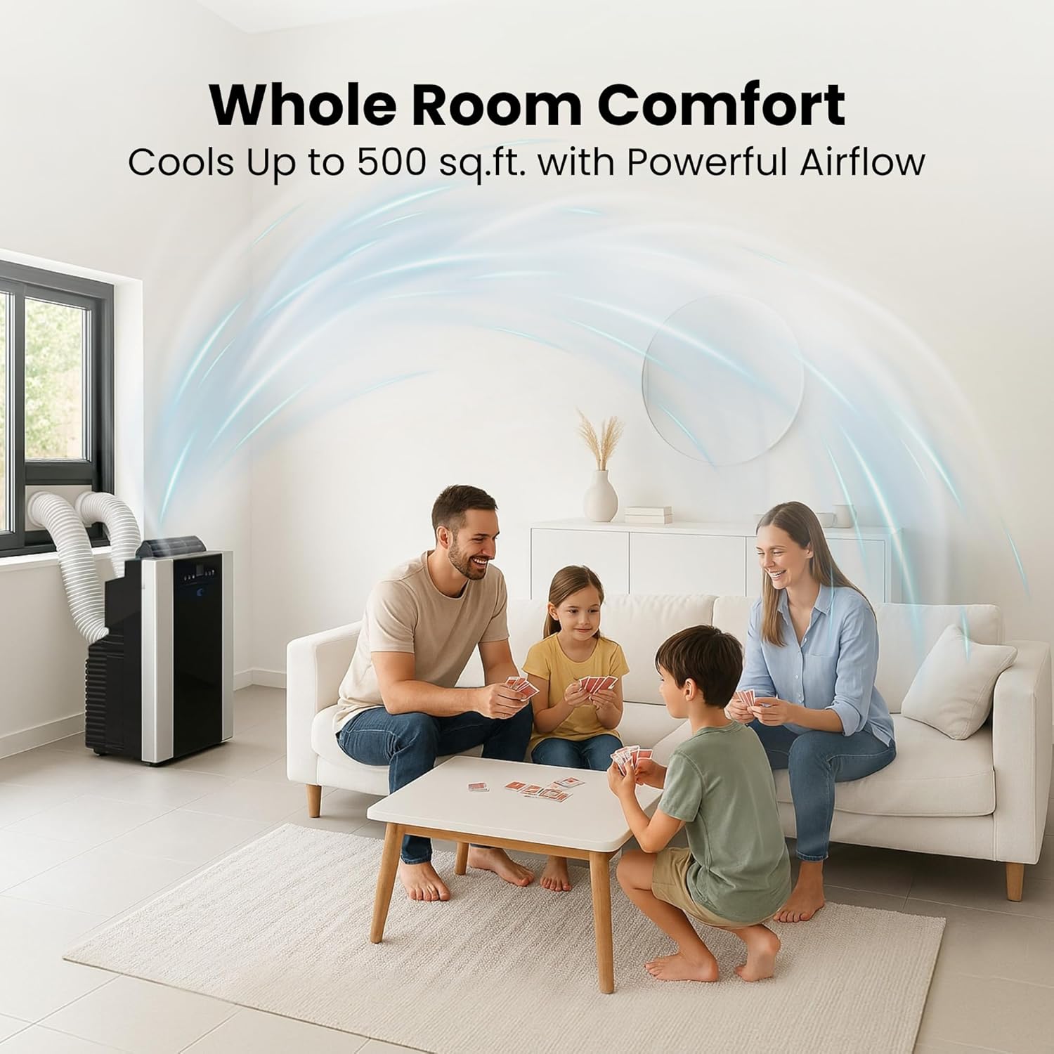 Whynter Portable Air Conditioner 14,000 BTU with Dual Hose Dehumidifier & Cooling Fan for 500 Sq Ft Rooms, Includes AC Unit Window Kit, ARC-14S (9,500 SACC)