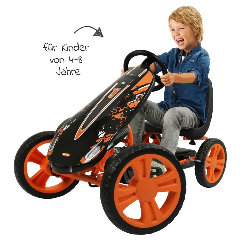 Hauck Tretfahrzeug Speedster - Orange, Pedal Gokart & Tretauto mit verstellbarem Schalensitz (4-8 Jahre)