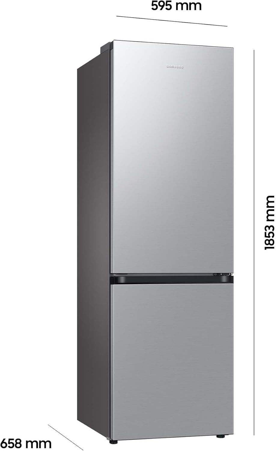 Samsung Fridge-Freezer, Fridge Freezer, 203 cm, 390 L Total Volume, 114 L Freezer, AI Energy Mode, Stainless Steel Look, RL38C600CSA/EG [Energy Class C]