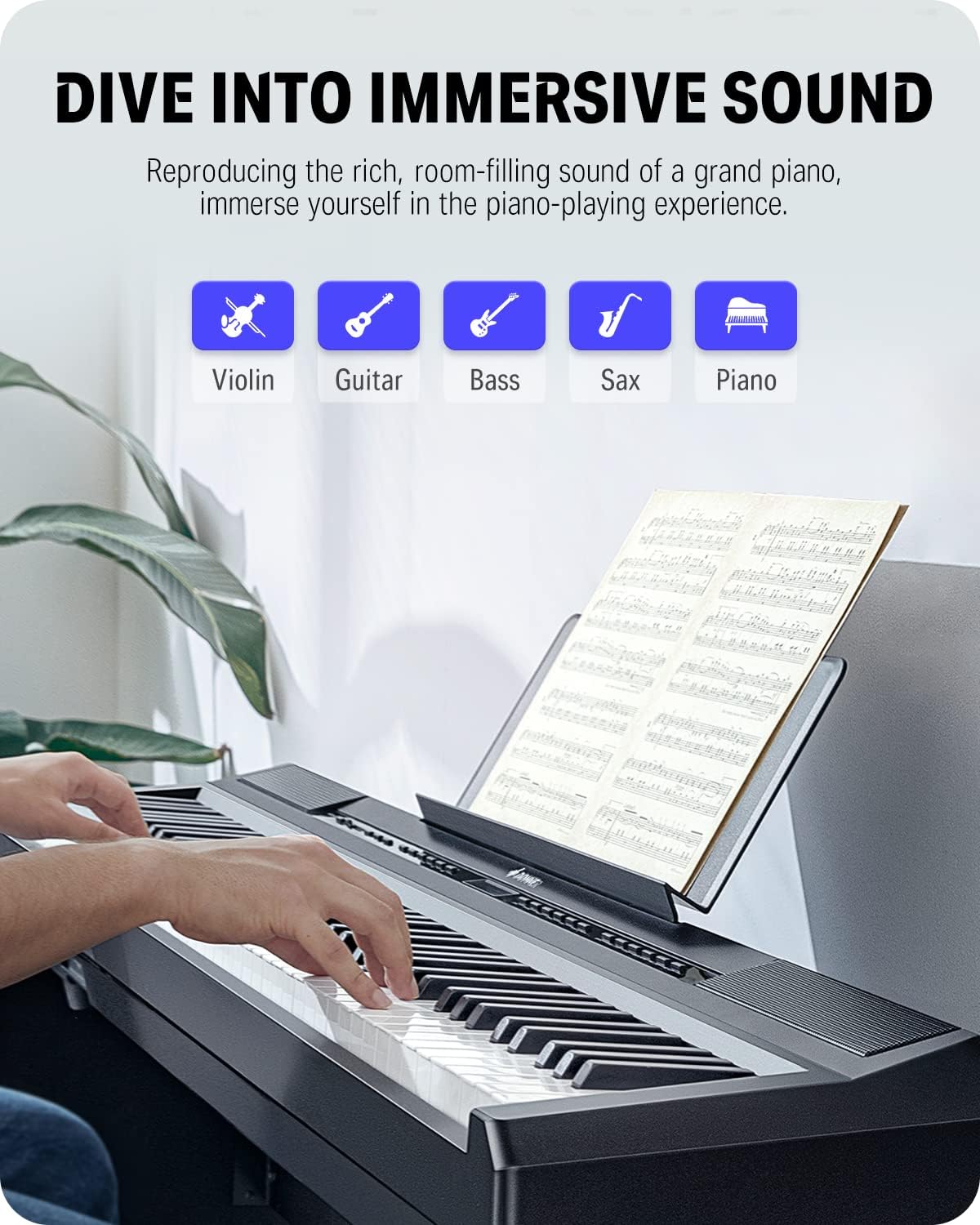 E Piano 88 Keys, Donner DEP-20S Digital Piano Keyboard 88 Keys Hammer Mechanism Weighted Beginner Electric Piano with Pedal and Piano Stand