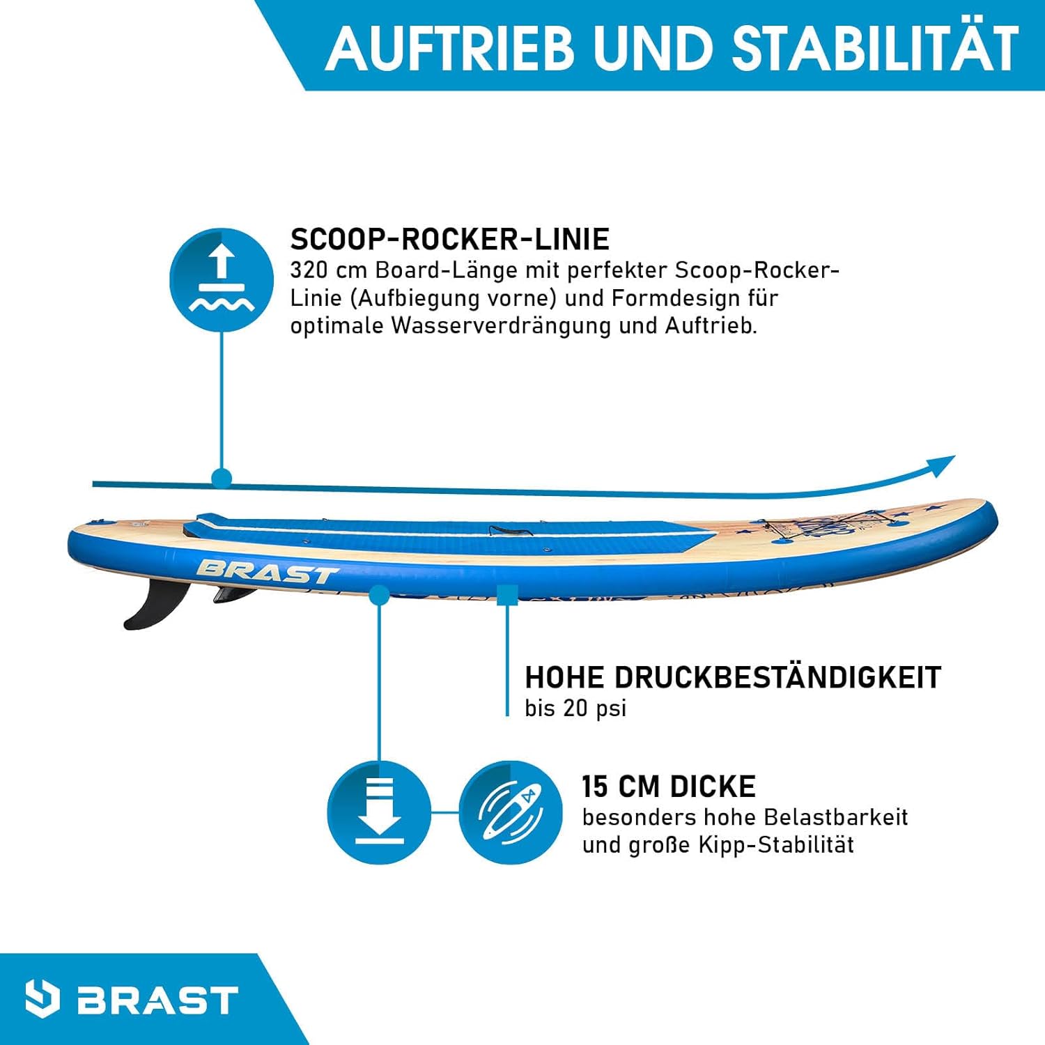 BRAST® SUP Board Summer Inflatable Stand Up Paddle Set 320 x 81 x 15 cm