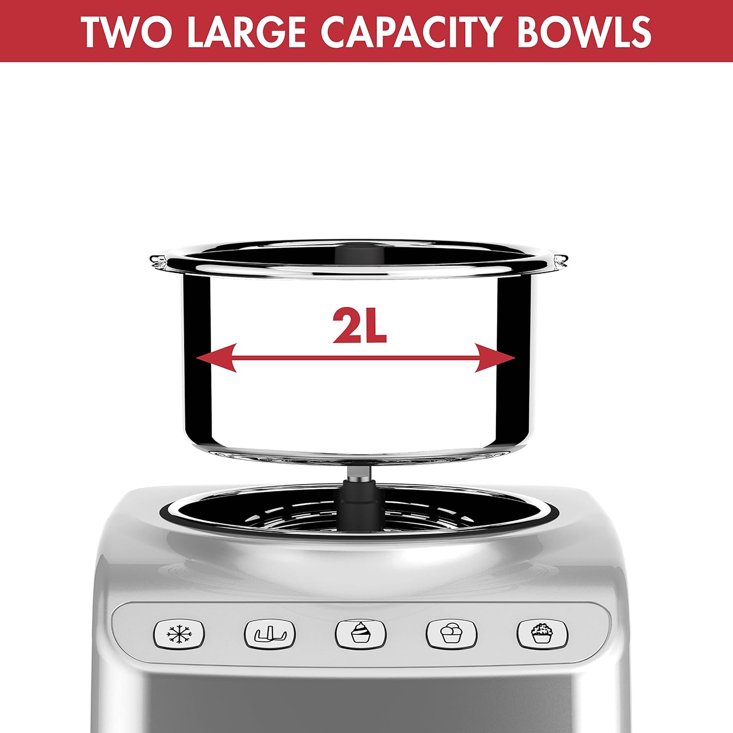 Magimix Gelato Expert | Frozen Dessert Maker with Built In Compressor | 2 x 2 L bowls | Makes Ice Cream, Gelato, Granita, Frozen Yoghurt, Sorbets | Satin, 11680