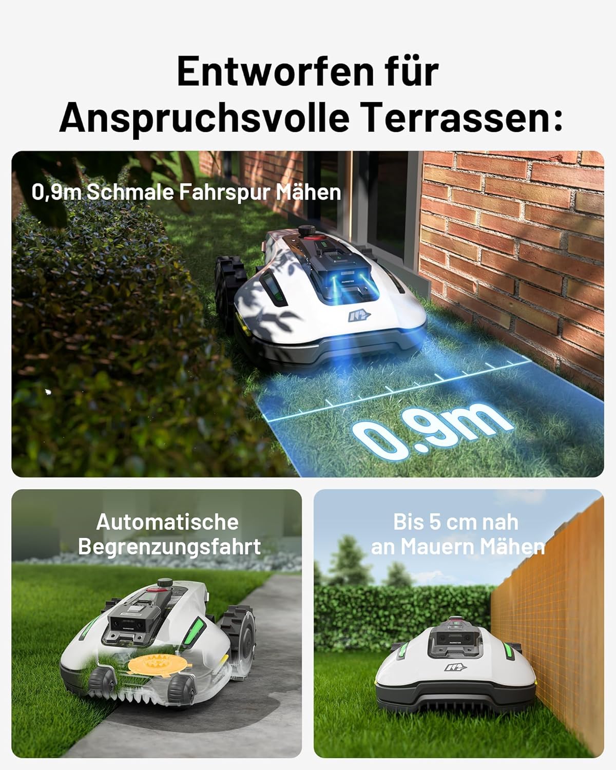 MAMMOTION YUKA Mini 500 Robotic Lawnmower without Boundary Cable, NetRTK+Vision, No RTK Antenna Required, Auto Mapping, Recommendation 500 m², with 4G Module, 50% Incline