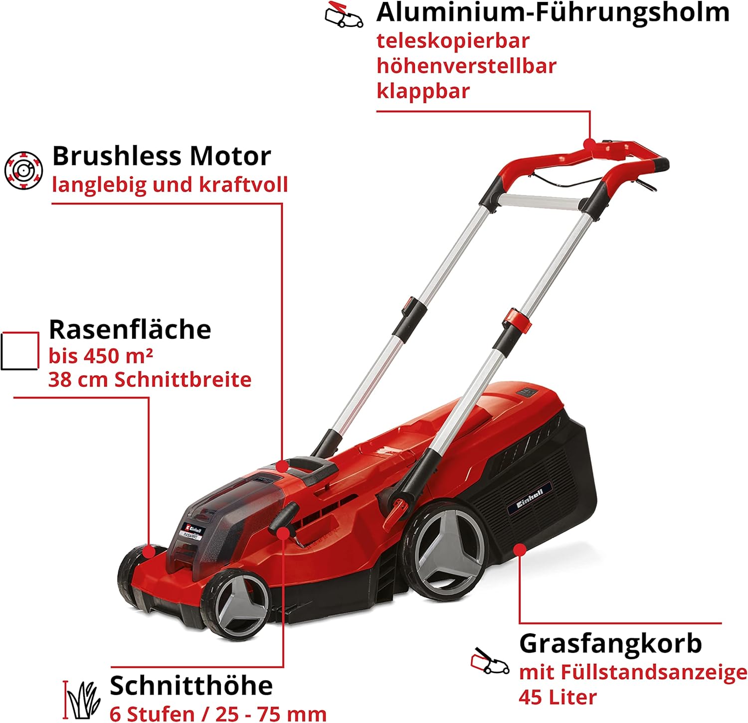 Einhell RASARRO 36/38 Power X-Change Cordless Lawnmower