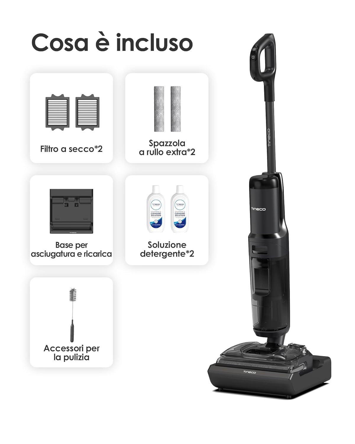 Tineco Floor One S7 Stretch Ultra Lavapavimenti aspirapolvere Senza Fili, ad Umido e a Secco, Design reclinabile a 180°Zero grovigli, 50 Minuti di autonomia, Auto-Pulizia FlashDry a 85°C
