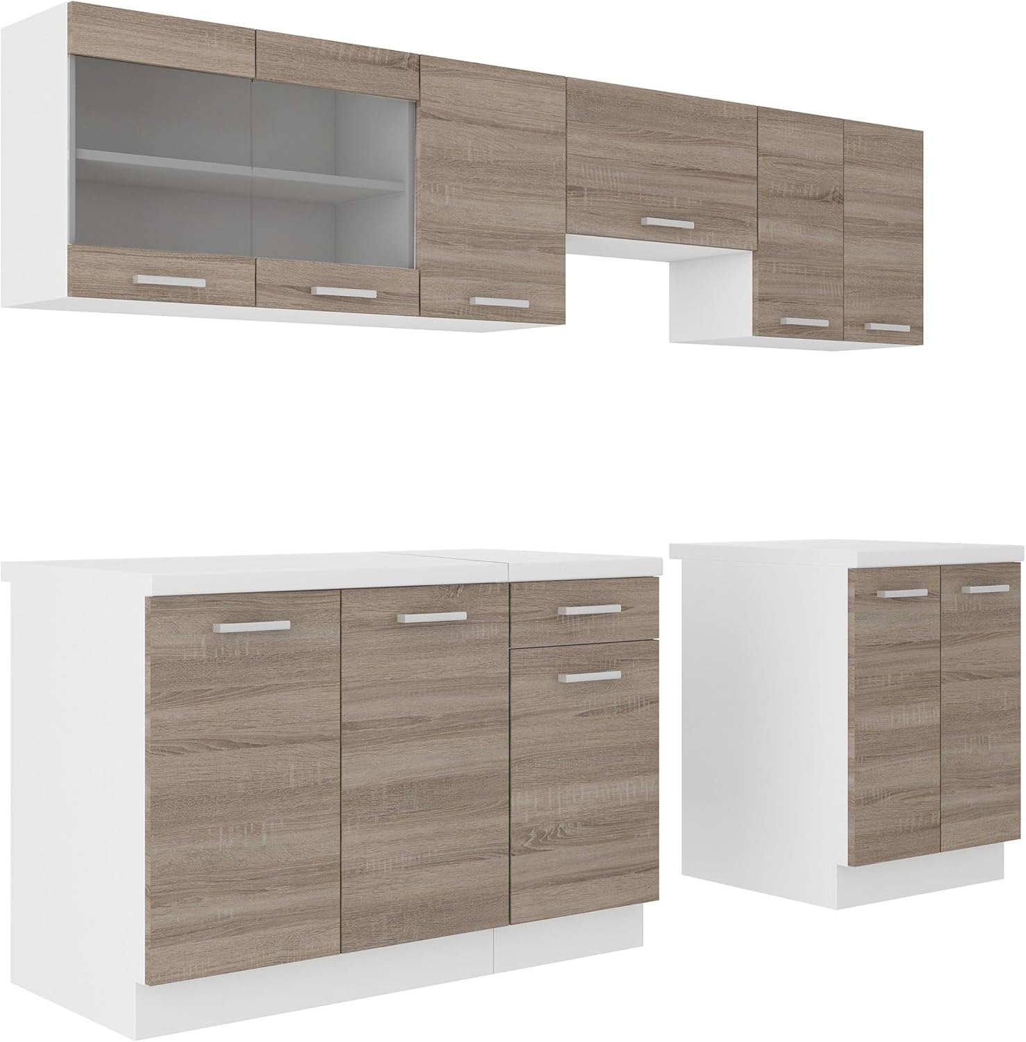 Küche Dave 240 cm Kitchenette / Kitchen Block Variably Adjustable Oak Sonoma Truffle