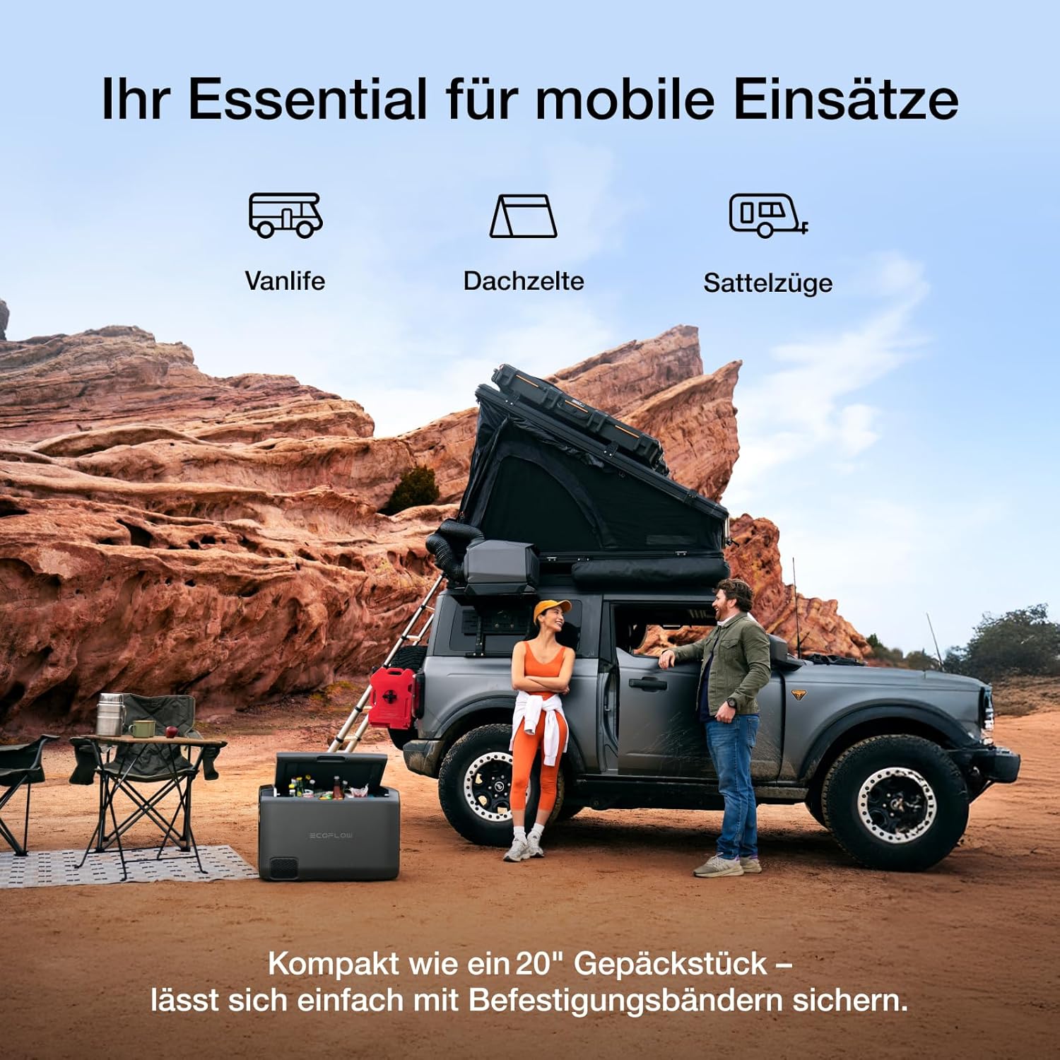 ECOFLOW WAVE 3 Tragbare Klimaanlage, 1800 W/6100 BTU Kühlen, 2000 W/6800 BTU Heizen, 1000 W Schnellladen (75 Min.), 8 Std. Kabellos, App-Steuerung, Mobile Klimaanlage für Camping, Wohnmobile, SUVs [Energy Class A]