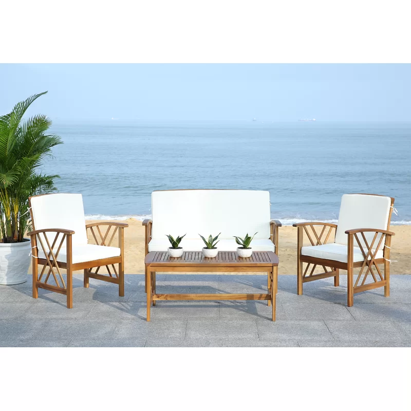Aana Wicker 4 - Person Garden Lounge Set with Cushions