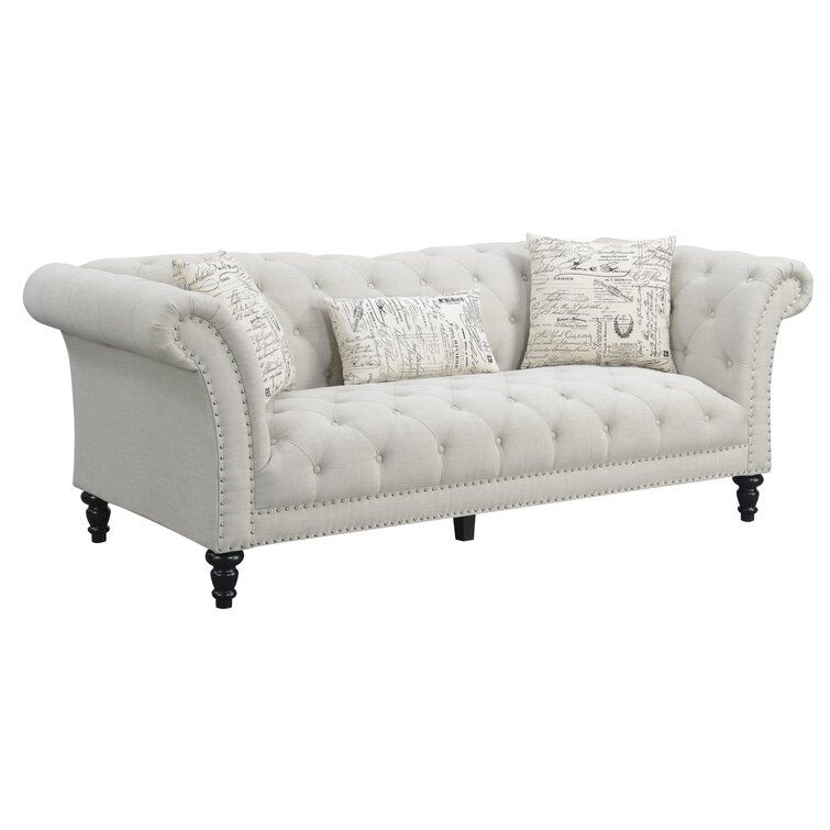 Haley 90.1” Rolled Arm Chesterfield Sofa