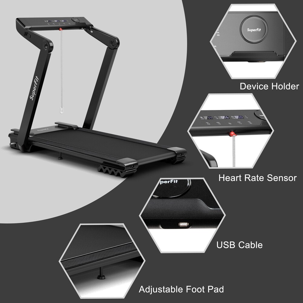 4.0HP Foldable Electric Treadmill Jogging Machine with Speaker LED - 57.5 x 31 x 43.5 (L x W x H)