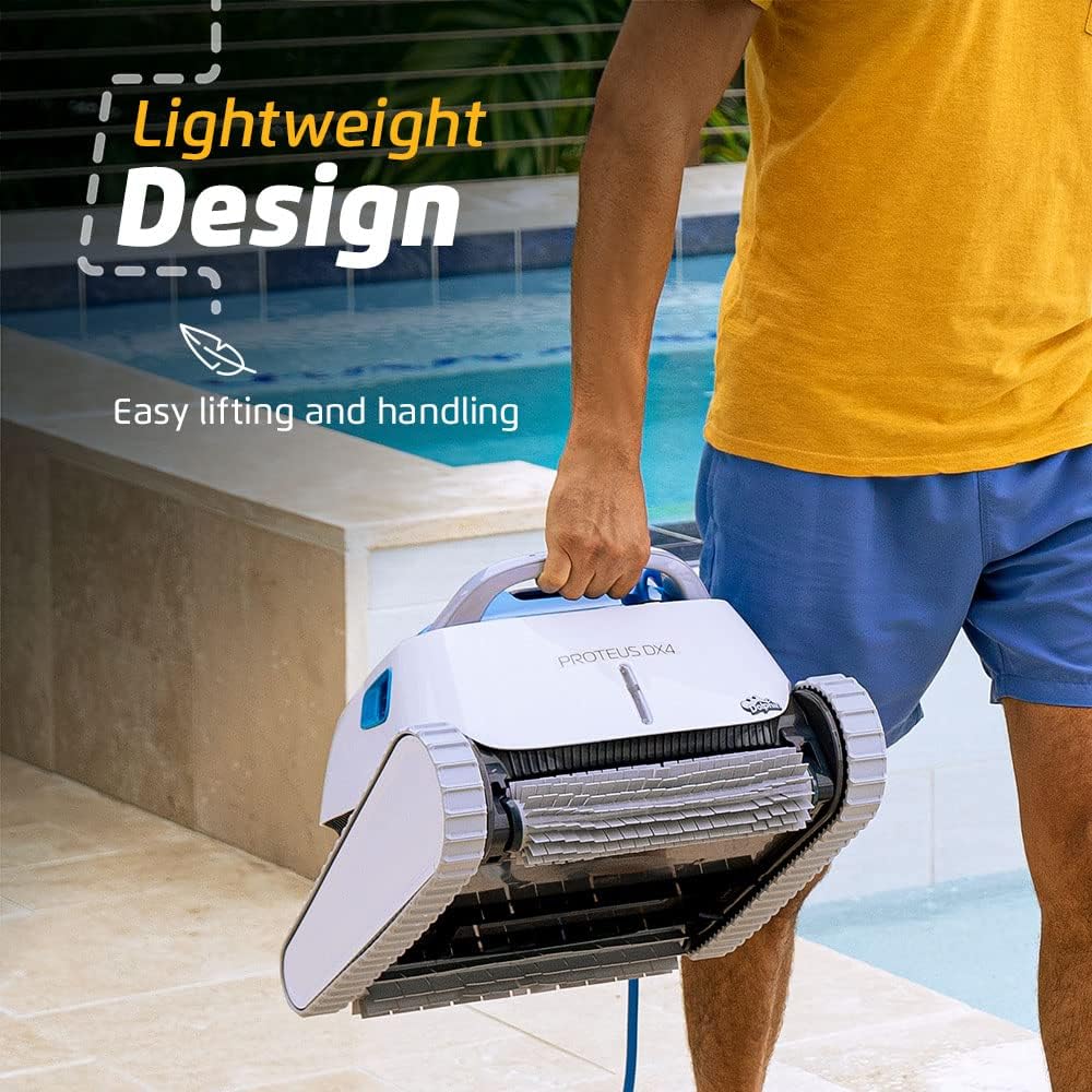 Dolphin Proteus DX4 Automatic Robotic Pool Vacuum Cleaner, Wall Climbing, Waterline Scrubber Brush, Ideal for In-Ground Pool up to 50 FT in Length