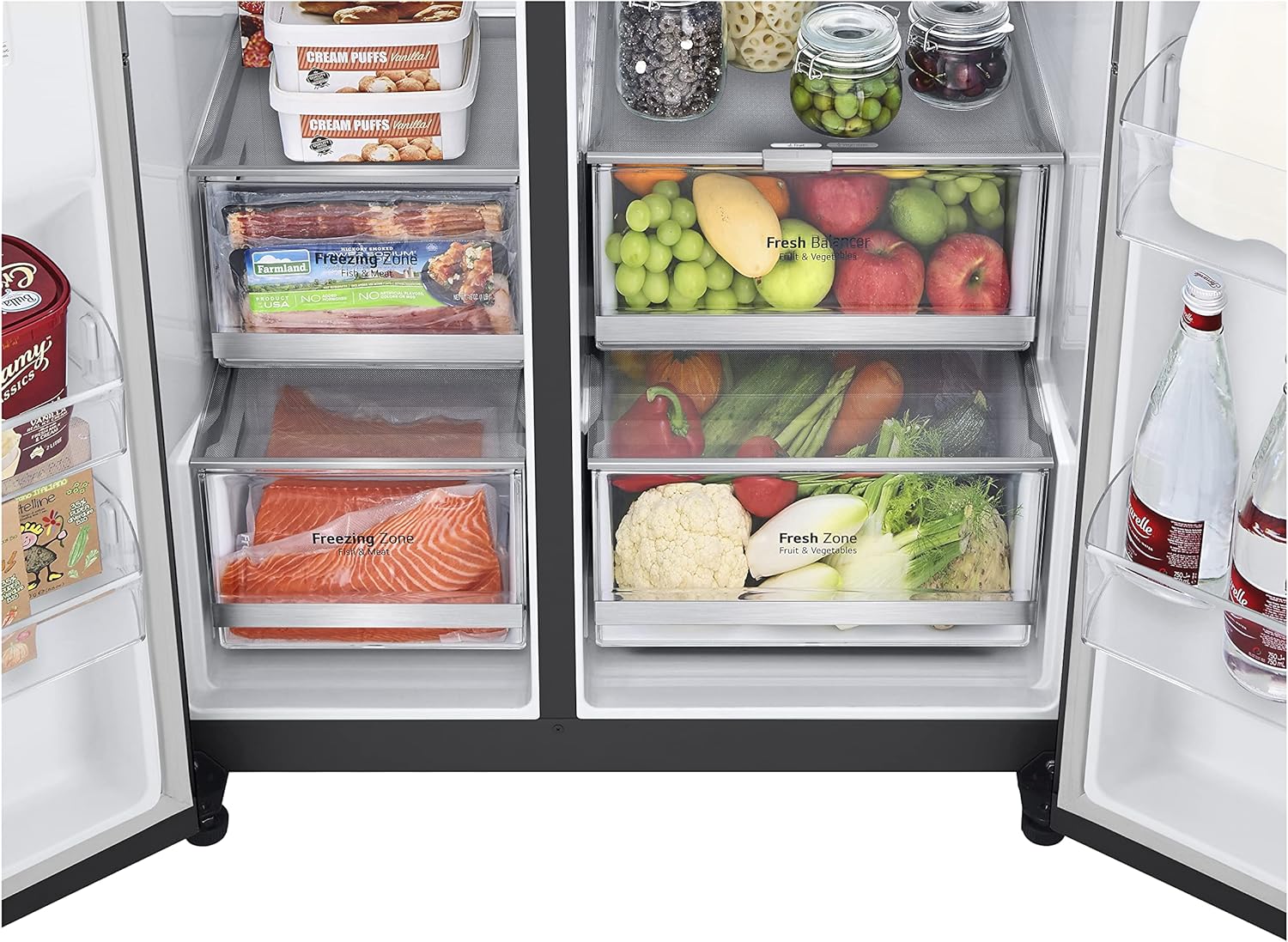 LG Electronics GSXV90MCAE Side-by-Side with InstaView Door-in-Door®, Ice, Crushed Ice and Water Dispenser, 635 Litre Capacity, Energy Efficiency Class E, Fixed Water Connection, Matt Black Steel [Energy Class E]