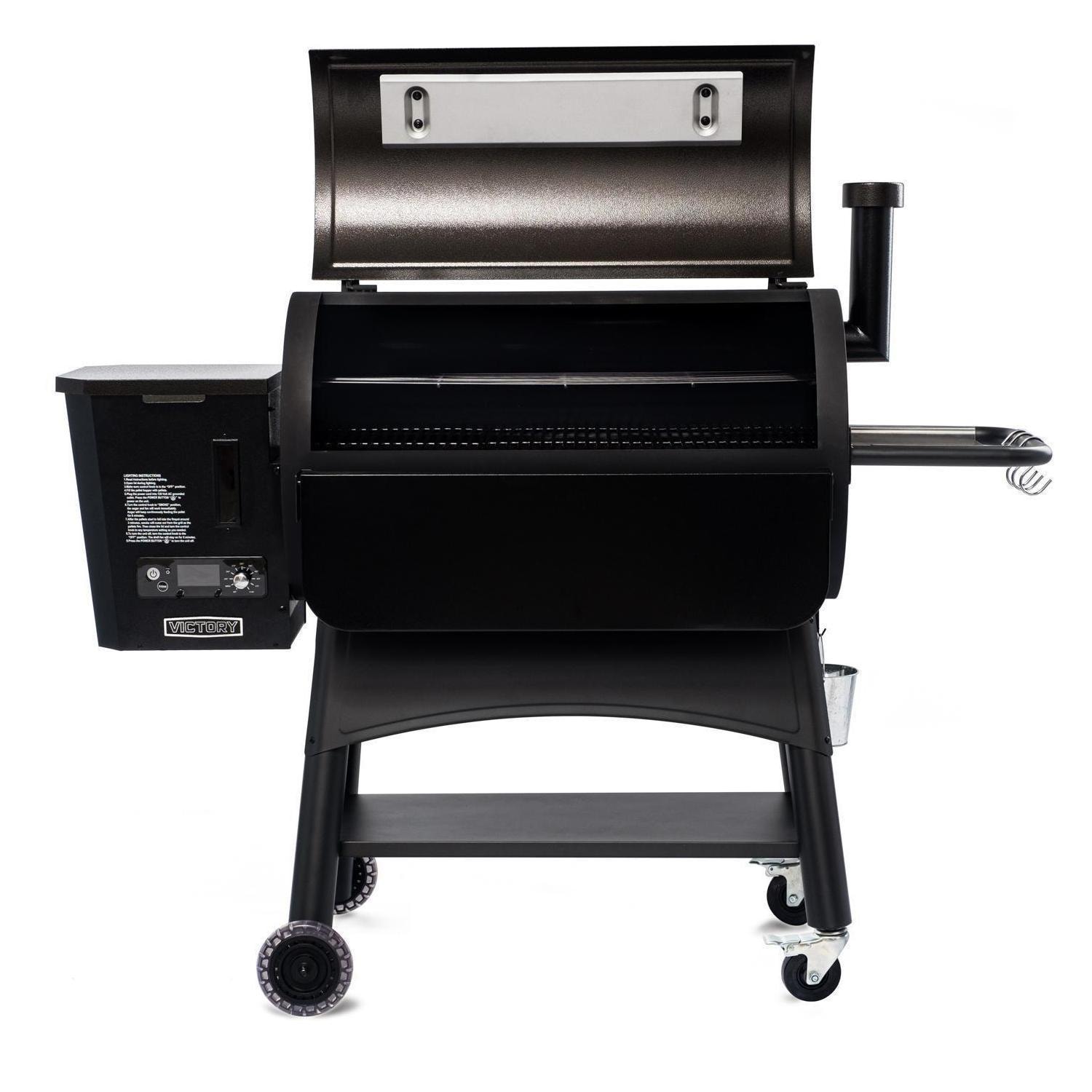 Victory 35-Inch Wood Pellet Grill with Front Shelf, 29-Lb Hopper & 16 Gauge Steel Barrel & Cart - BBQPG