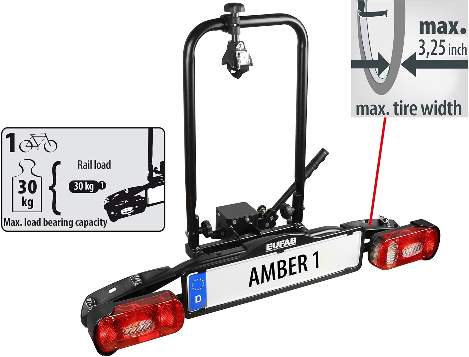 EUFAB 11559 AMBER 1 Bicycle Carrier Suitable for E-Bikes