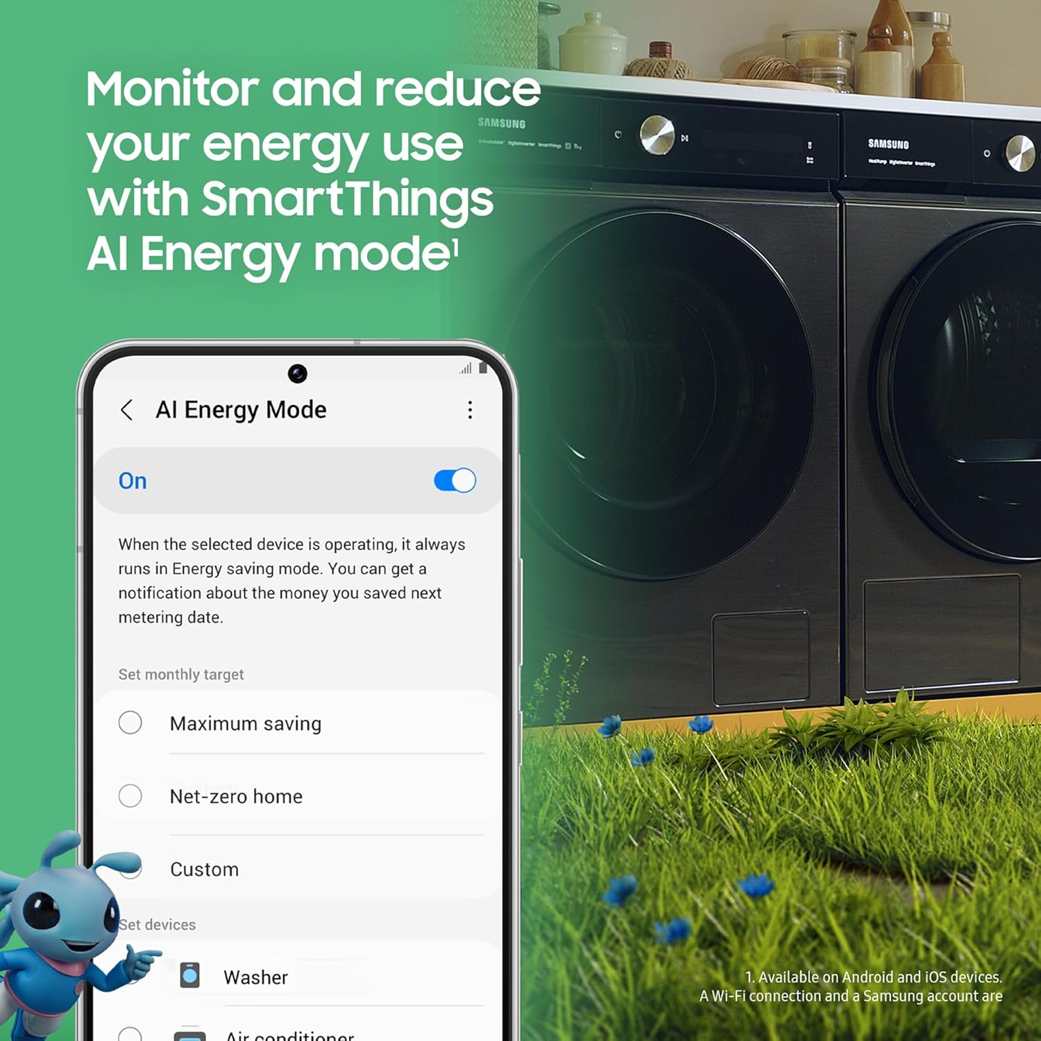 Samsung Series 6 AI Energy Washing Machine, 9kg, 1400rpm, Black, WW90DG6U25LBU1 [Energy Class A]