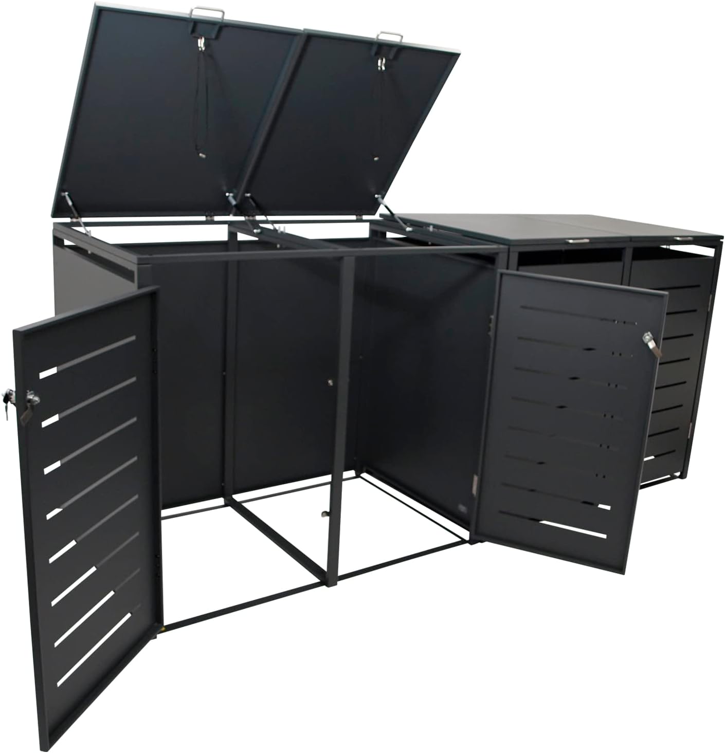 DEGAMO Cologne Wheelie Bin Box for 4 x Bins 120 and 240 Litres Galvanised Steel Anthracite