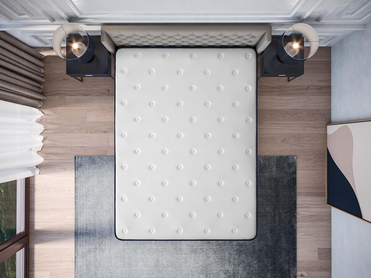 COSMOS - Upsilon Mattress 150x190-30 cm - Hybrid - Pocket Springs - Memory Foam + Blue Latex Support - Medium-Firm Comfort - 7 Zones - Reversible - Isolated Sleep - Made in Europe