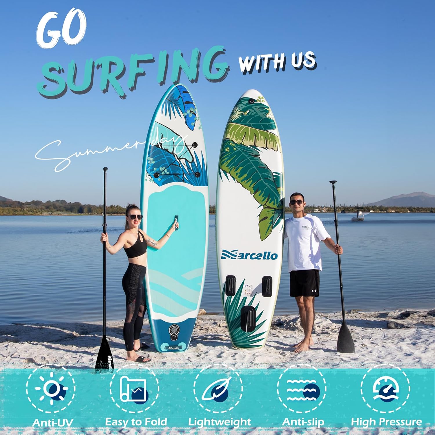 Inflatable Stand UP Paddle Board, 10’6 x 33” x 6” Paddle Board with Backpack, Pump, non slip Mat, Phone Case Ultra-Light Paddle Boards for Adults