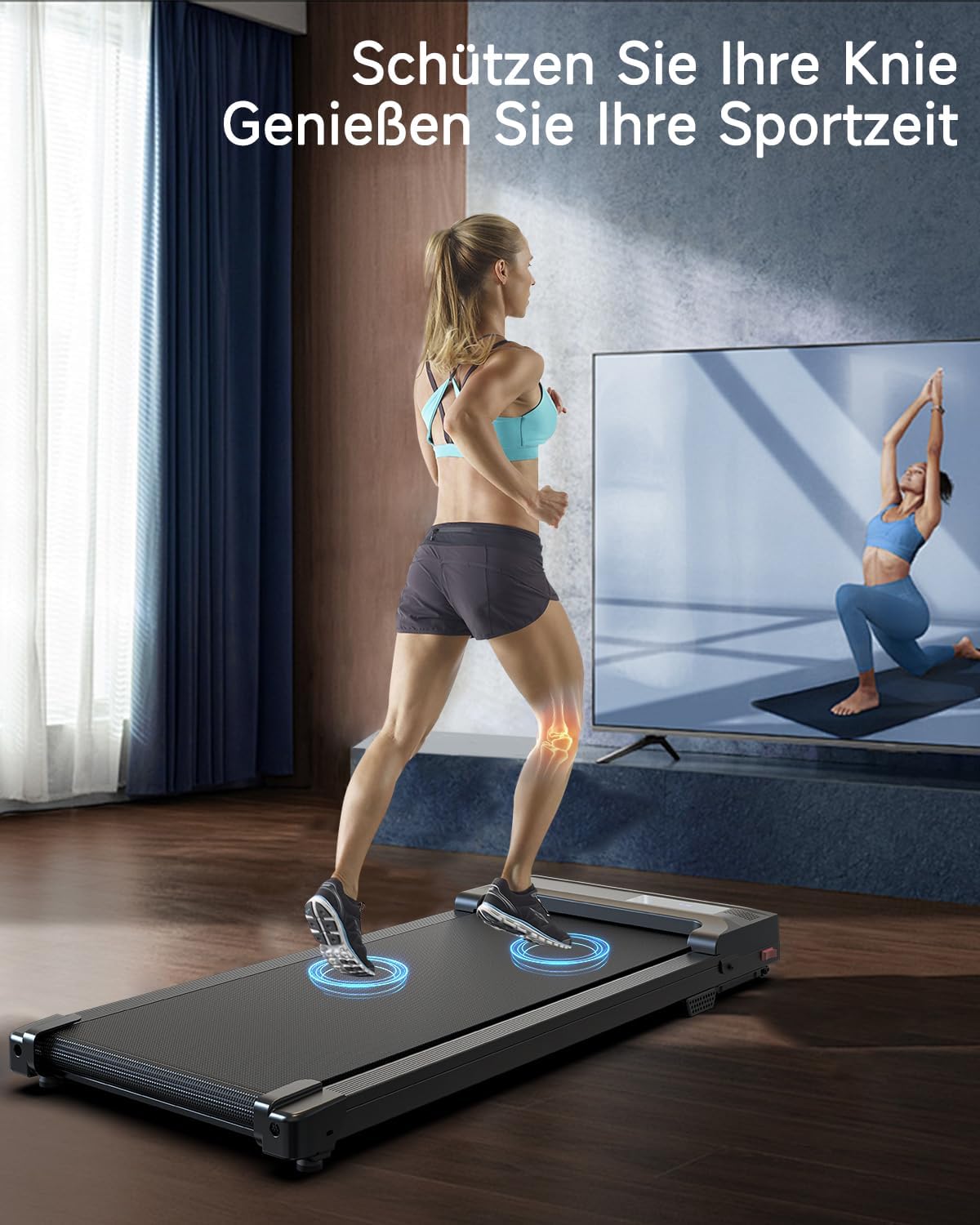 Kerolina Walking Pad Laufband für Zuhause - Home Office Laufbänder Under Desk Schreibtisch Laufpad Leise Tragbares Kompakte Gehband Klein Mini Treadmill LED-Anzeige Remote Control Tretmühle