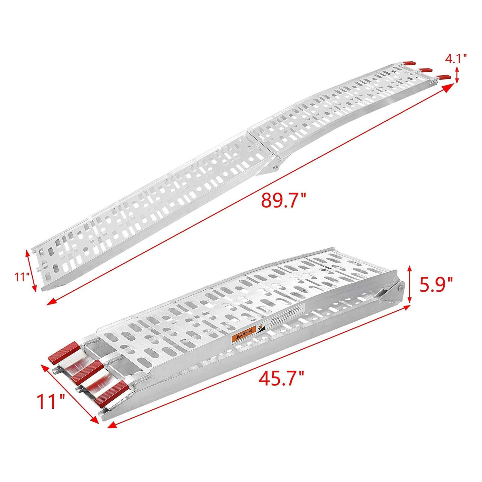 7.5' Folding Truck Ramps Aluminum 2 PC 1500 lbs Capacity Trailer Loading Ramps Trucks w/Straps for ATV UTV Motorcycle Snow Blower Lawn Mower Pickup