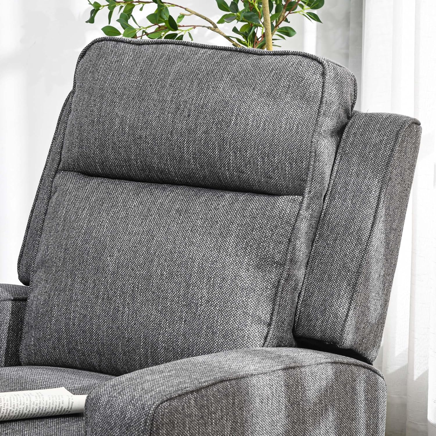 HOMCOM Electric Fabric Recliner Armchair, Reclining Chair with Adjustable Leg Rest, USB Port, for Limited Space Home Living Room, Charcoal Grey