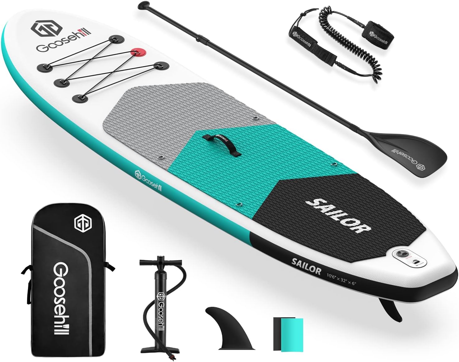 Goosehill Inflatable Stand Up Paddle Board, Premium SUP Package, 10' Long 32 Wide 6 Thick, Patterns Open for Customization