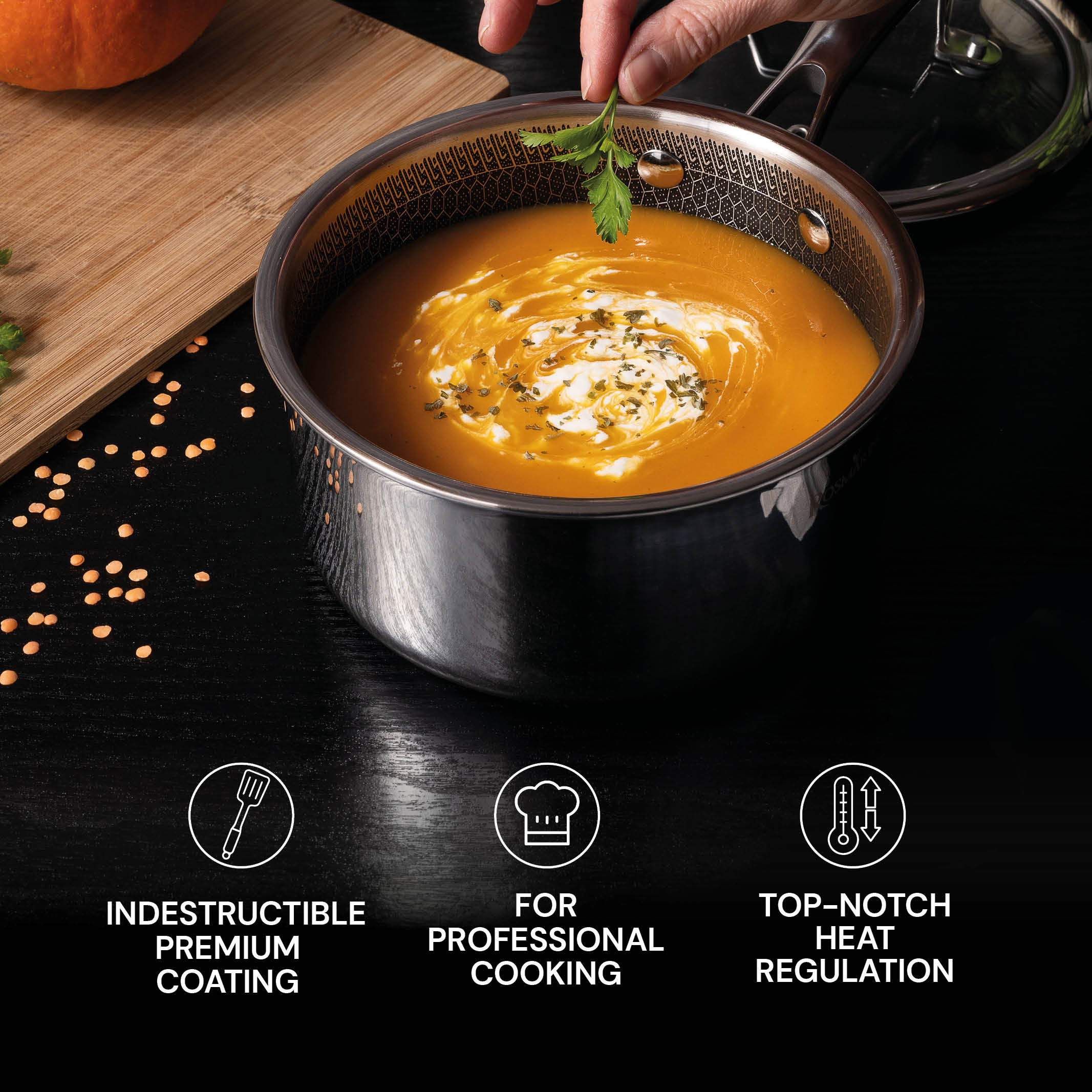 Premium saucepan with lid Rosmarino HexaPRO - 16 cm