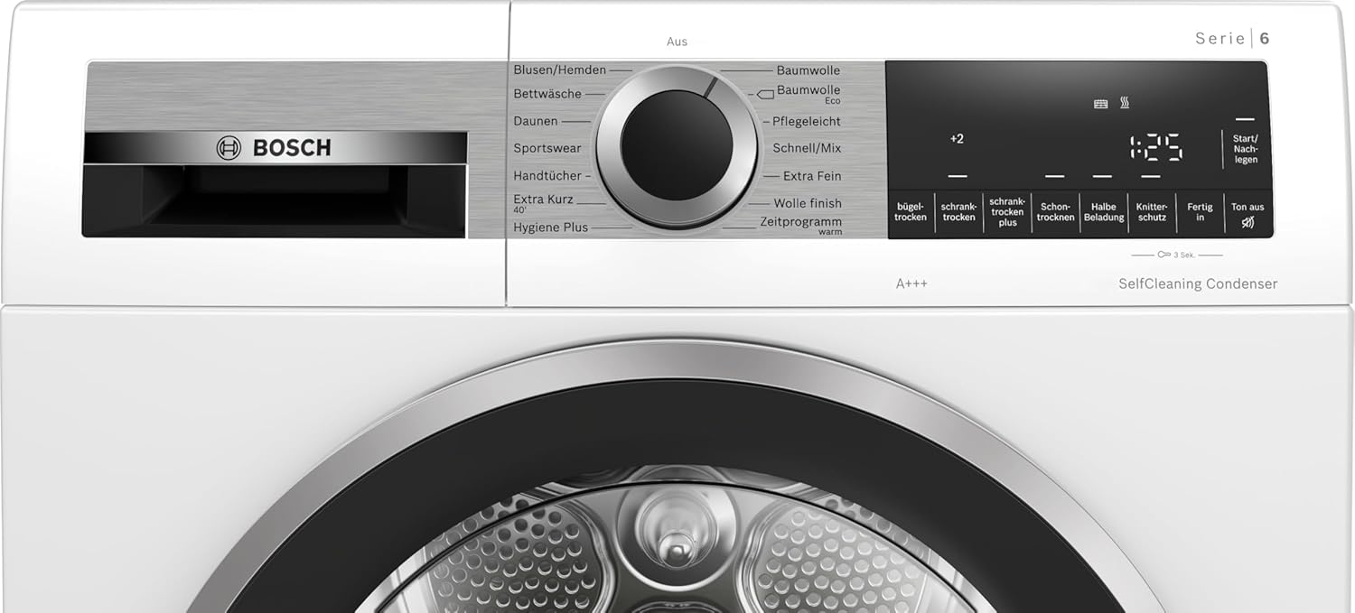 Bosch Heat Pump Dryer for 8 kg Laundry, Series 6, 176 kWh per year, Auto Dry, Anti-Vibration Design, Sensitive Drying System, Environmentally Friendly Coolant, White, WQG235D00 [Energy Class A+++]