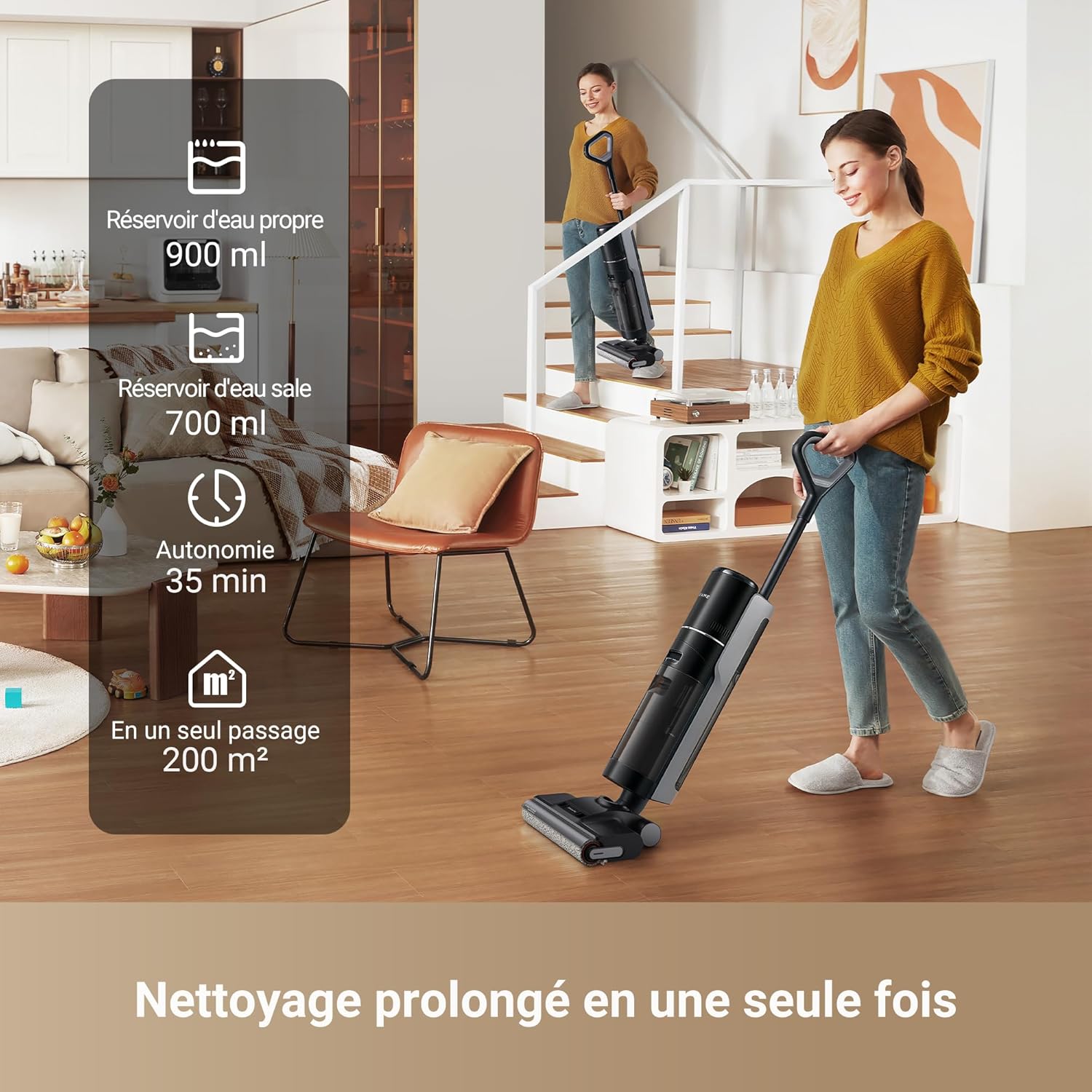 dreame H12 Pro Ultra Wet and Dry Vacuum Cleaner, 60°C Wash, 30 Min Dry, Auto Double Rotating Cleaning with Heavy Duty Scraper, 16 kPa Suction, 2 Edge Brush, Intelligent Detection