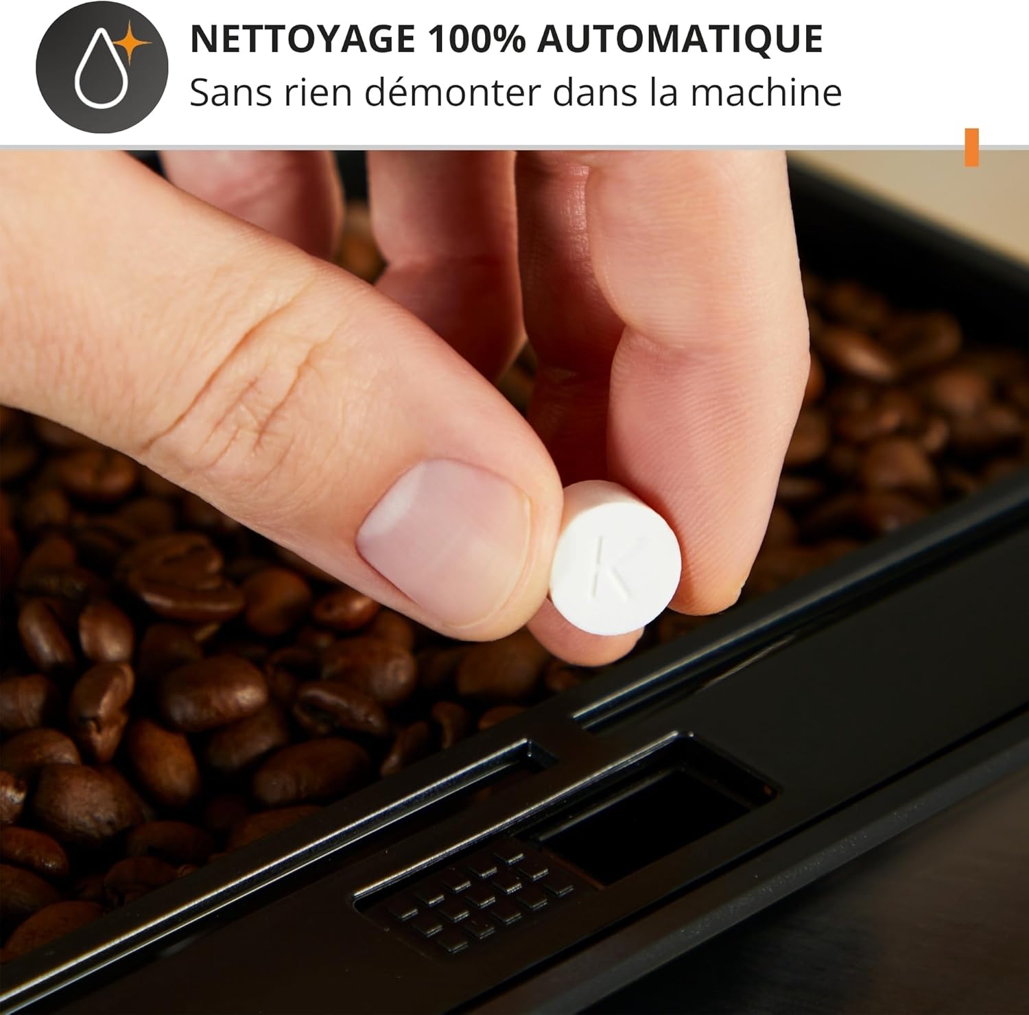 Krups Machine à café grain, 1,7 L, 2 tasses en simultané, Nettoyage automatique, Buse vapeur pour Cappuccino, Cafetière espresso, Essential noire YY8125FD