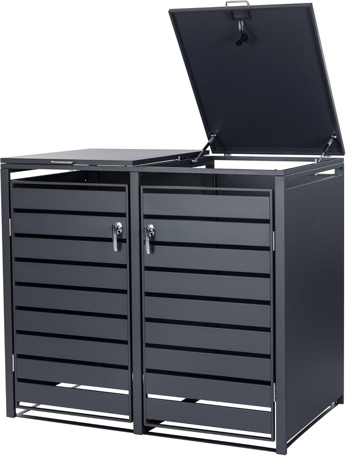 Zelsius Wheelie Bin Box, 4 Bins, 120-240 Litres, Anthracite RAL 7016, Includes Extension Option, Storage Box for Wheelie Bins, 4 Wheelie Bin Boxes