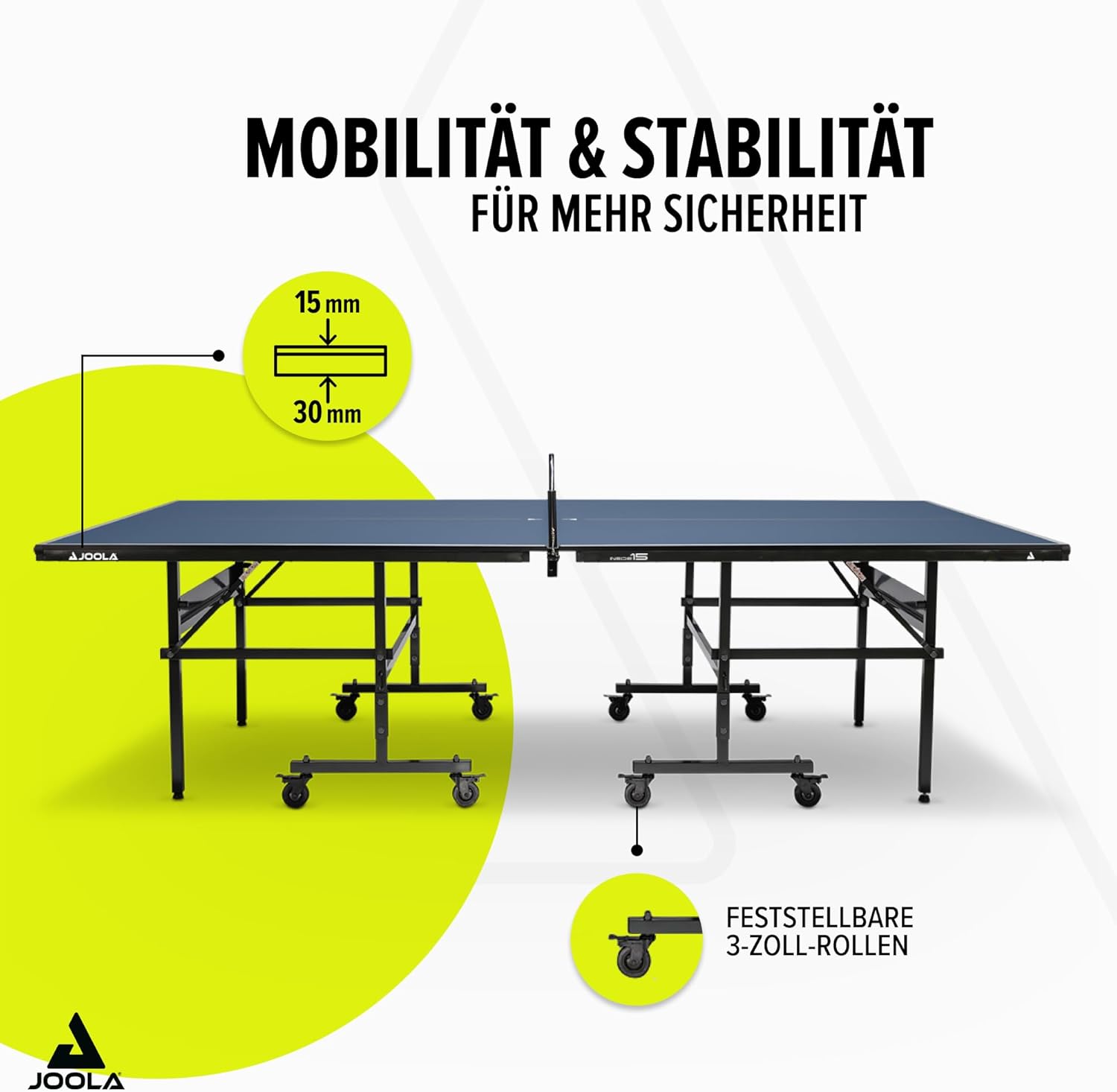 JOOLA Indoor Table Tennis Table Foldable - Quick Assembly - Includes Table Tennis Net, 274 x 152.5 x 76 cm