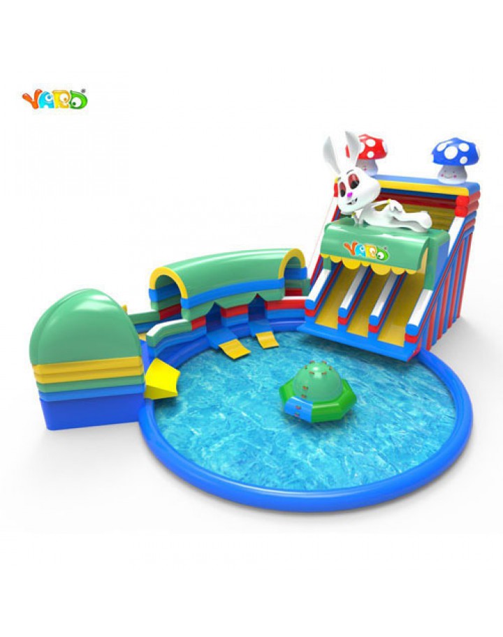 YARD Large Inflatable Water Park with Water Slide Tunnel Disco Boat Pool