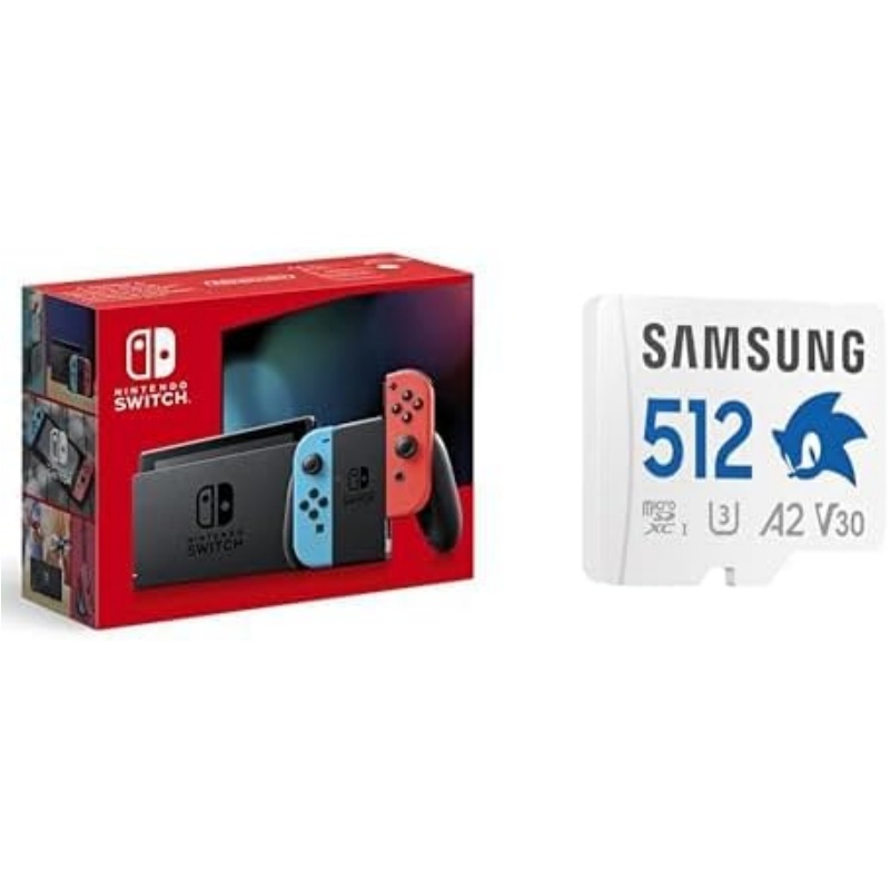 Nintendo Switch Console with Neon Blue and Neon Red Joy-Con