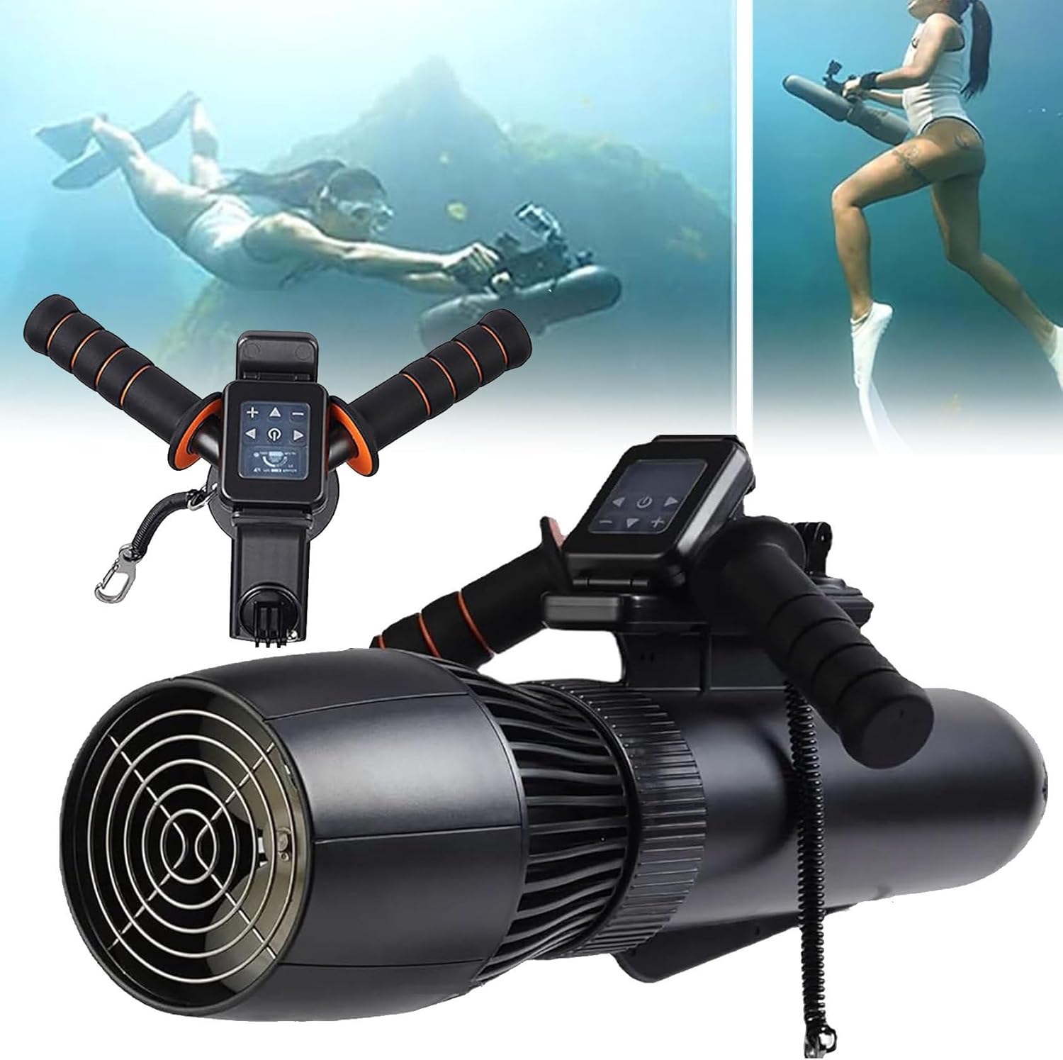 XDLYWUZIQ Portable Kayak Booster, 130mins Brushless Underwater Thruster Set, 10km/h Electric Underwater Sea Scooter, Diving Scooter for Kayaks/Inflatable Boats
