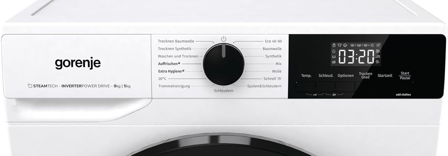 Gorenje WDAM 854 AP Washing Dryer with Steam Function / 8 kg / 1400 U / 15 Programmes / Aqua Stop / Inverter PowerDrive Motor / Child Lock / QuickDry / White [Energy Class D]