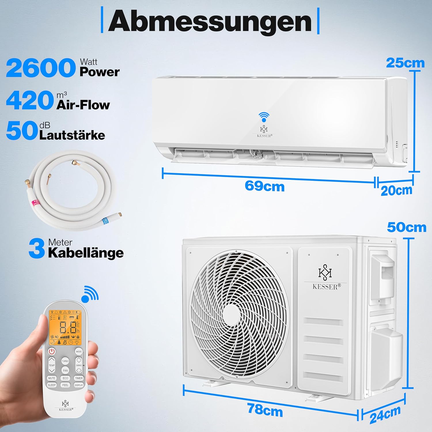 KESSER® Split Air Conditioning Set with WiFi / App Function - Cooling A++ + / Heating A+