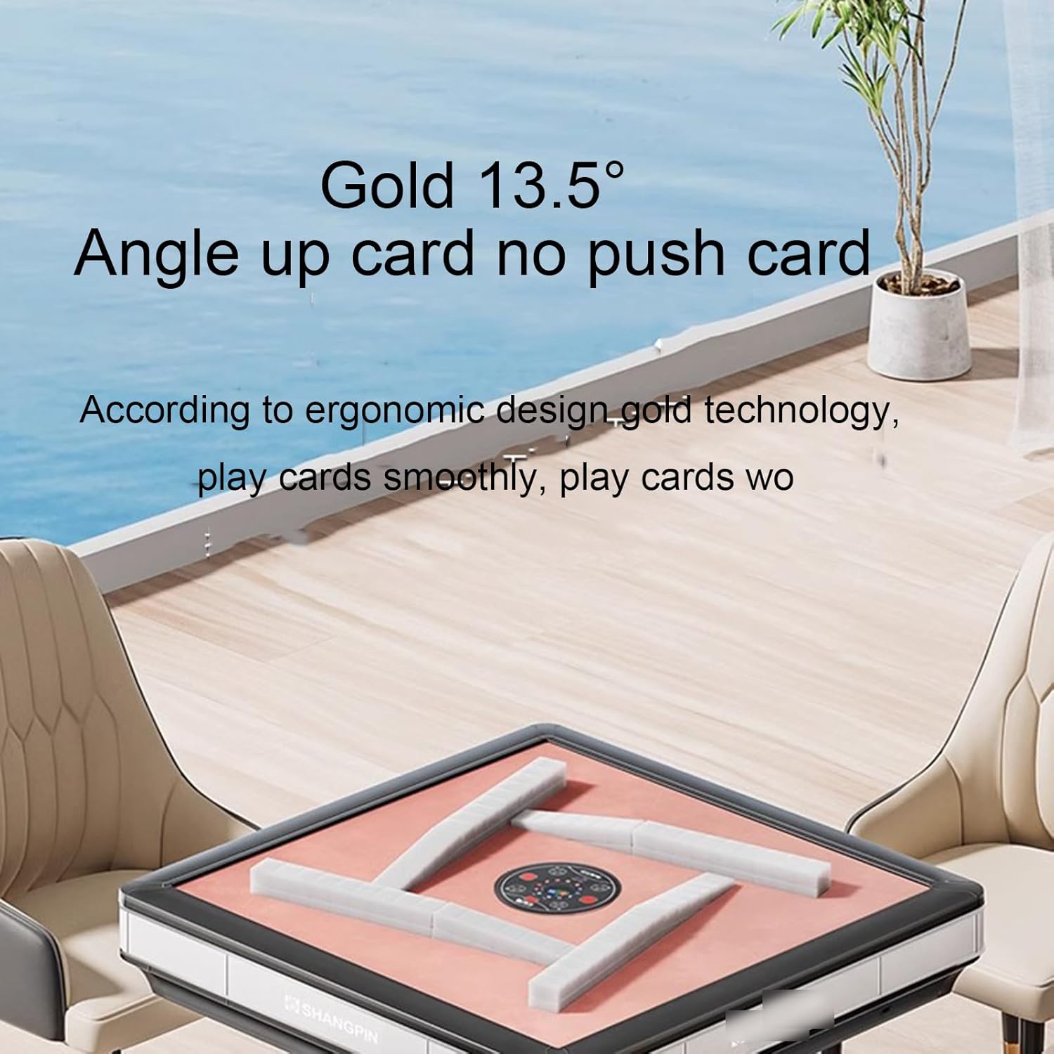 Mahjong table, foldable, including two sets of mahjong, 13.5° tilt for placing cards, three-dimensional cooling air, heating, sturdy and durable, suitable for home use