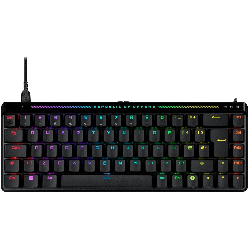 Asus ROG FALCHION ACE HFX Compact 65Percent Analog RGB Gaming Keyboard, Wired (Dual USB-C), ROG HFX Magnetic Switches, Rapid Trigger, Touch Panel