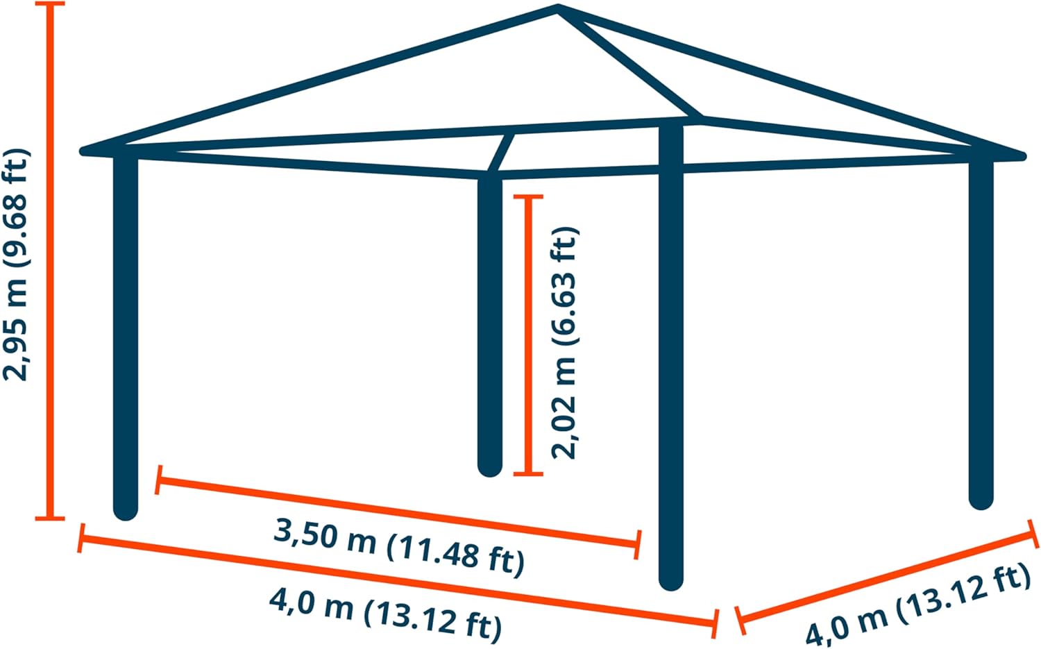 TOOLPORT Garden Gazebo 3 x 4 m Wood Effect Steel Roof Hardtop 4 Side Panels in Grey
