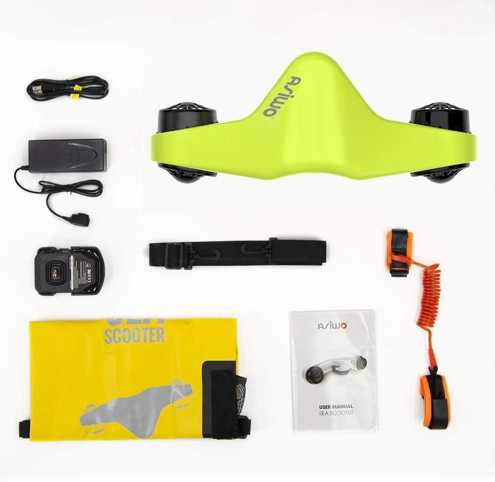 Asiwo Underwater Scooter with Action Camera Mount - Waterproof Dual Motor Sea Scooter for Diving, Swimming, Snorkeling