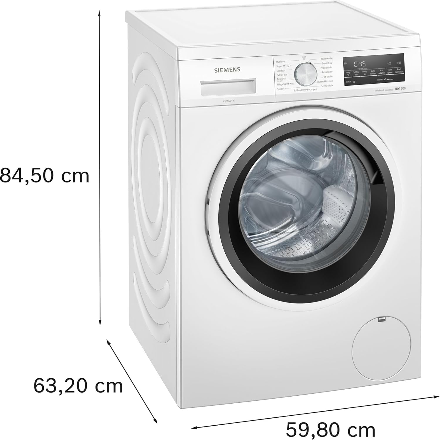 Siemens WU14UT42, iQ500 Washing Machine, 9 kg, 1400 rpm, Undermountable, Extra Energy-Saving and Quiet, VarioSpeed for Shorter Programmes, LED Display, Outdoor Programme, Refill Function, aquaStop [Energy Class A]