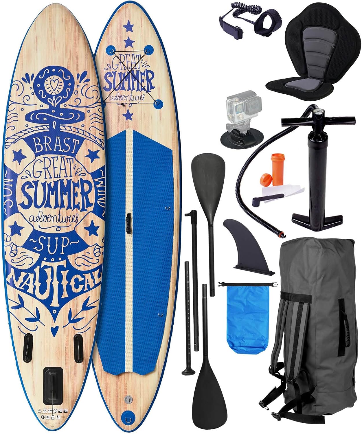 BRAST® SUP Board Summer Inflatable Stand Up Paddle Set 320 x 81 x 15 cm