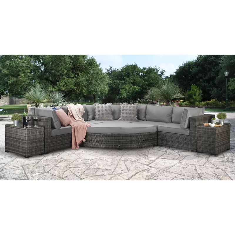 Berniss Wicker 8 - Person Garden Lounge Set with Cushions