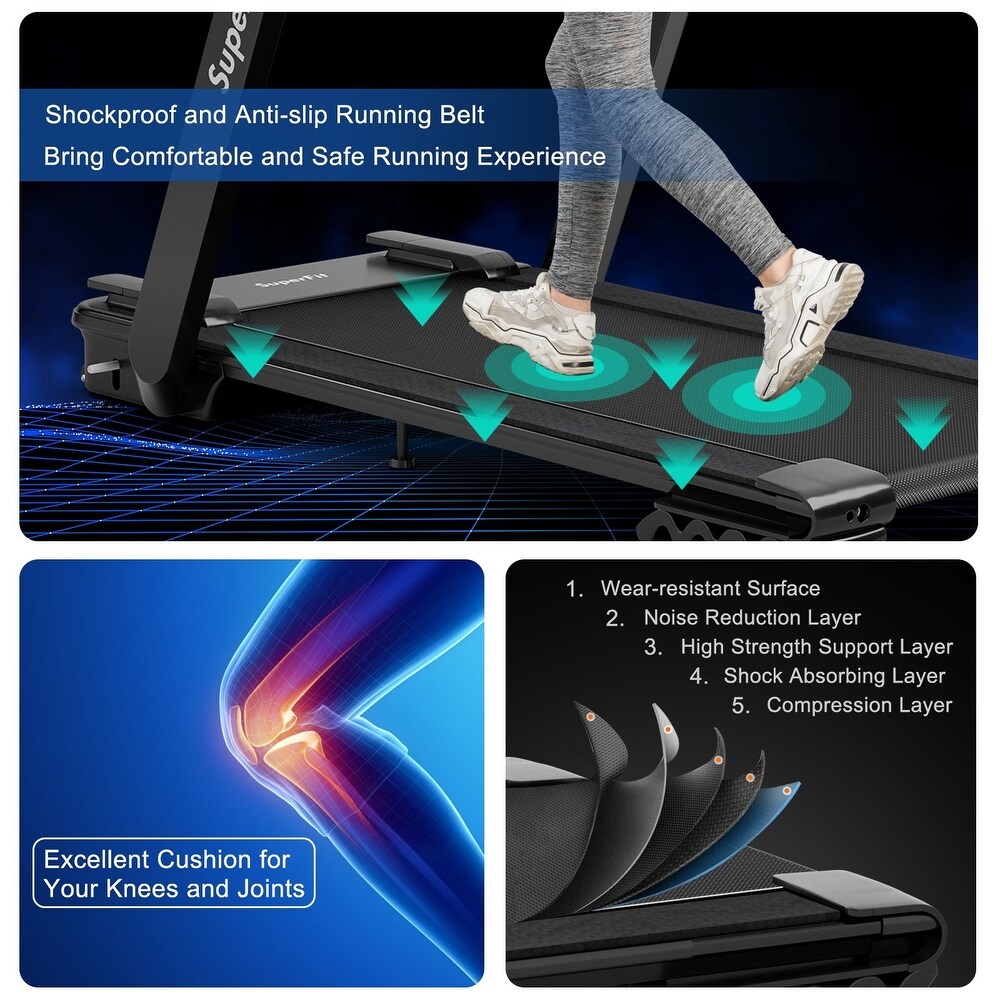 4.0HP Foldable Electric Treadmill Jogging Machine with Speaker LED - 57.5 x 31 x 43.5 (L x W x H)