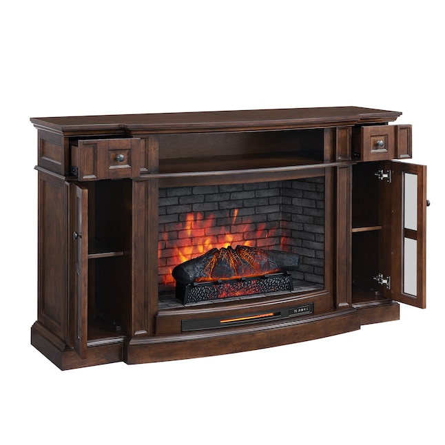 68-in W Mahogany Infrared Quartz Electric Fireplace
