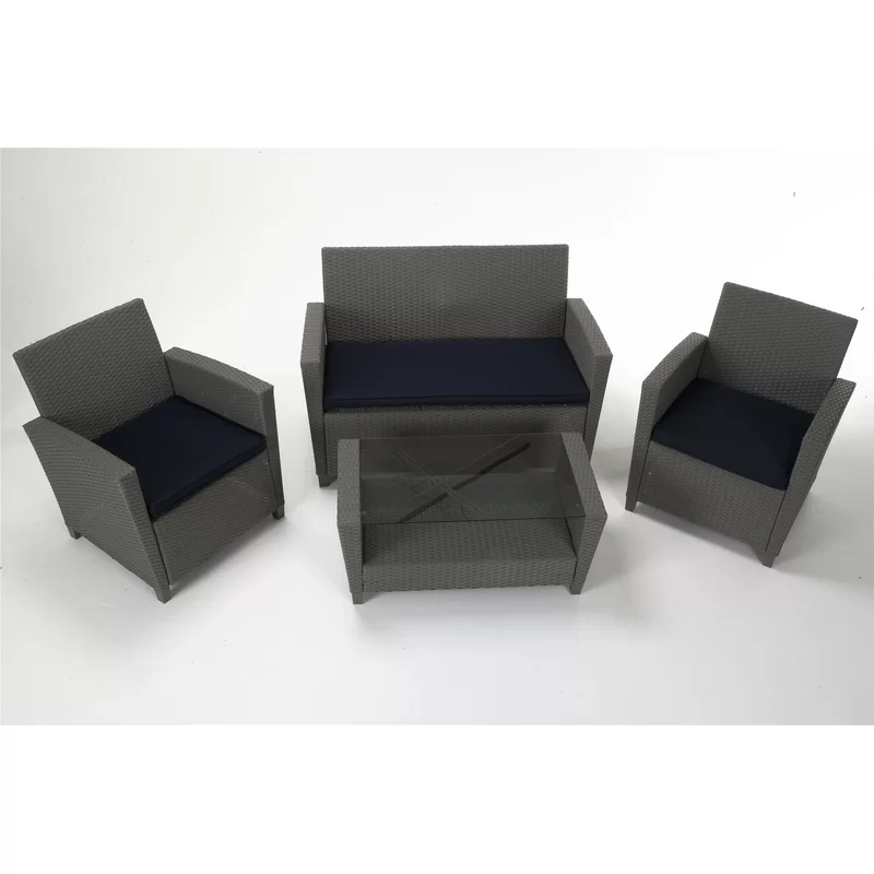 Wicker 4 - Person Garden Lounge Set with Cushions
