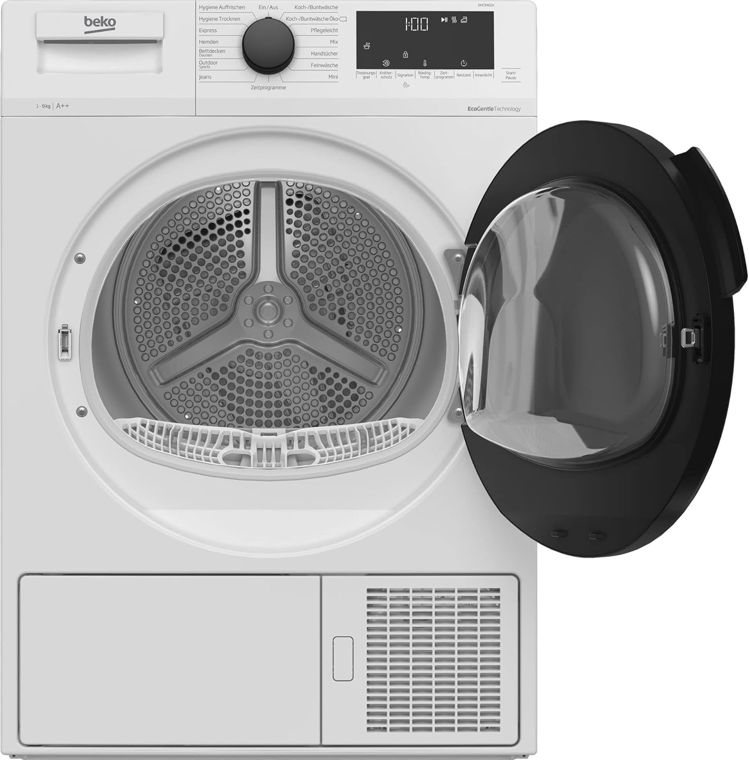 Beko DHC946GX Tumble Dryer with Heat Pump Technology, Stainless Steel Drum, 9 kg, A++, Hygienic Drying & Hygiene Refresh, White [Energy Class A++]